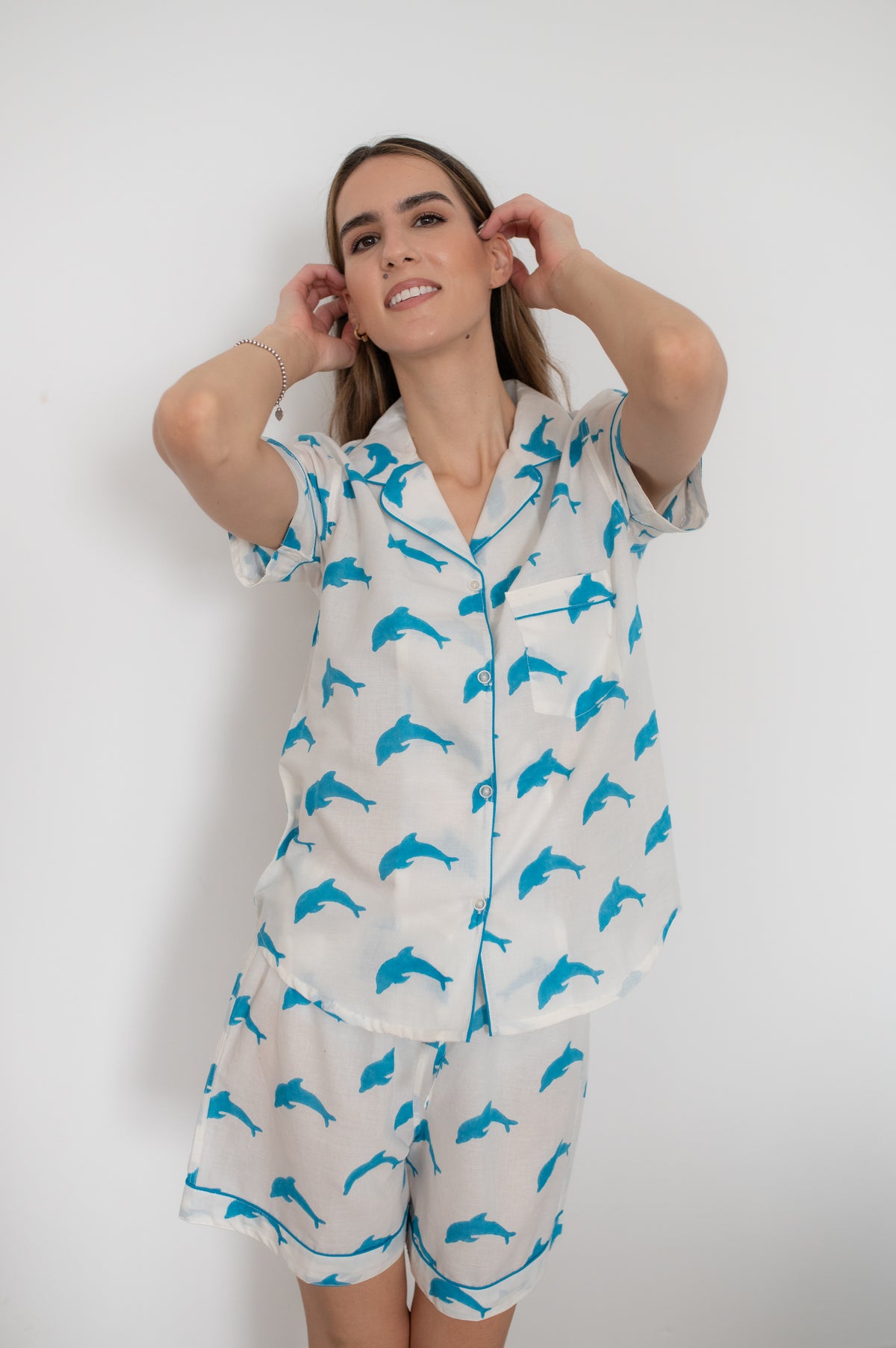 Dolphin Pajama Set – Soft Cotton Sleepwear – Tri Delta Inspired – Cute Coastal Pajamas
