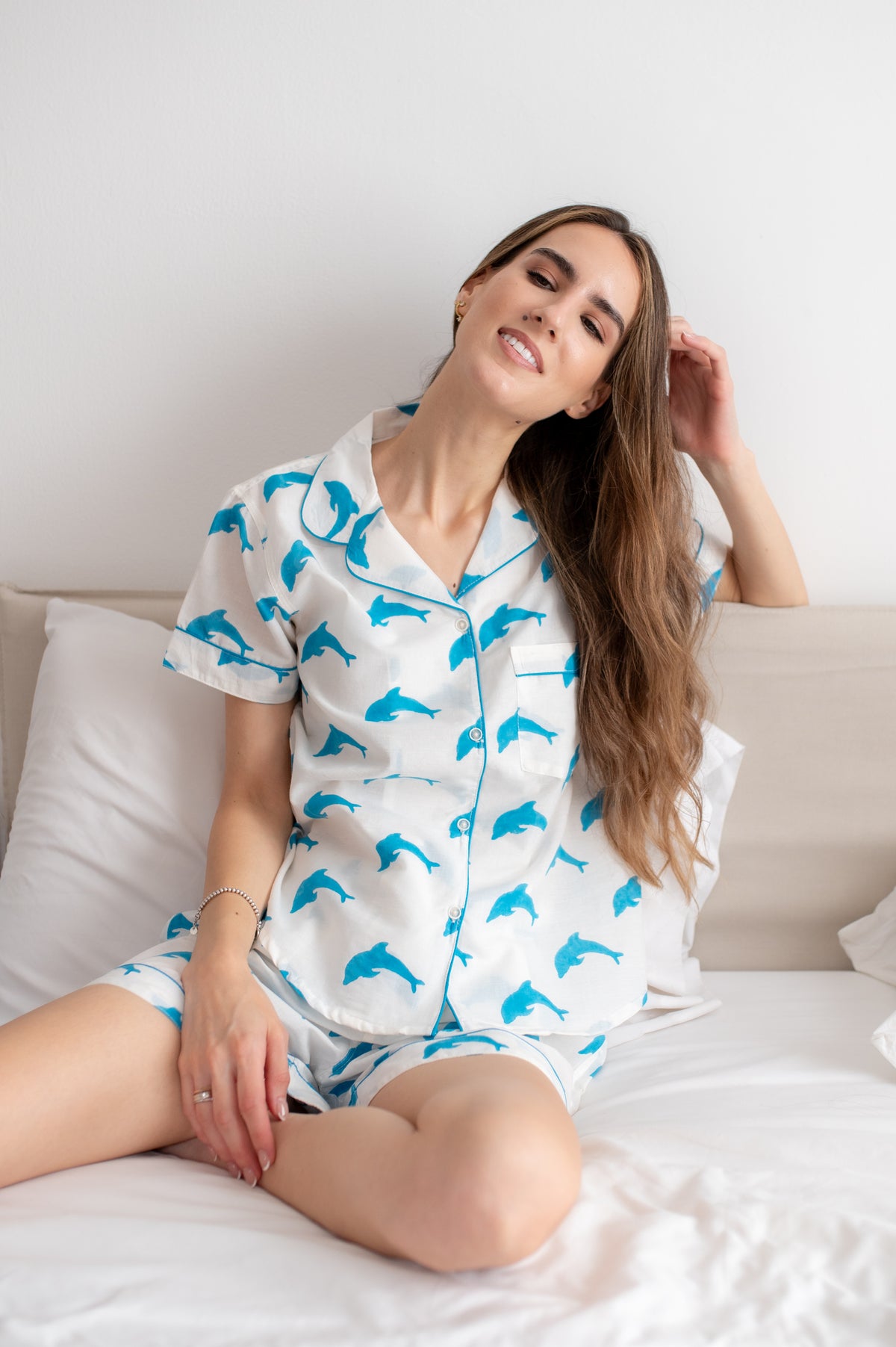 Dolphin Pajama Set – Soft Cotton Sleepwear – Tri Delta Inspired – Cute Coastal Pajamas