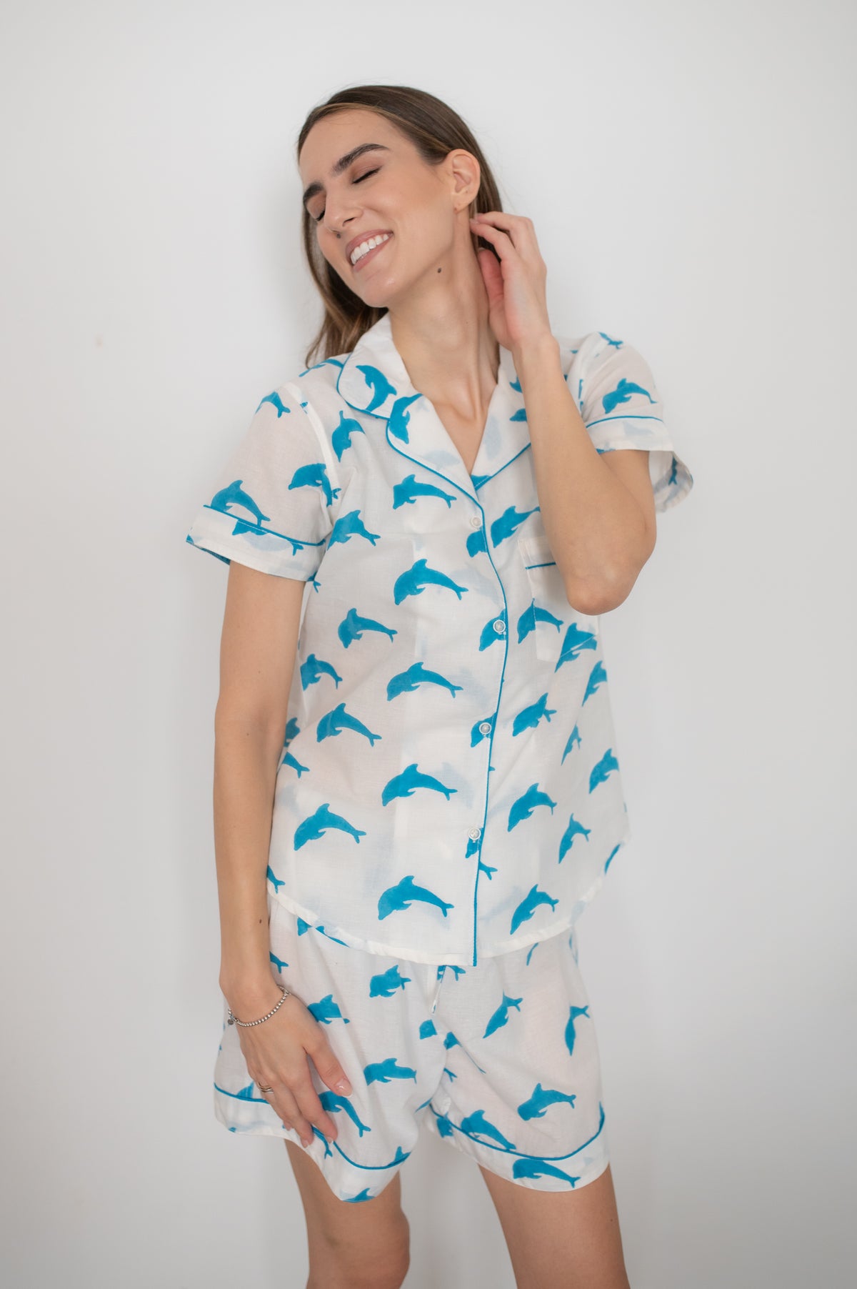 Dolphin Pajama Set – Soft Cotton Sleepwear – Tri Delta Inspired – Cute Coastal Pajamas