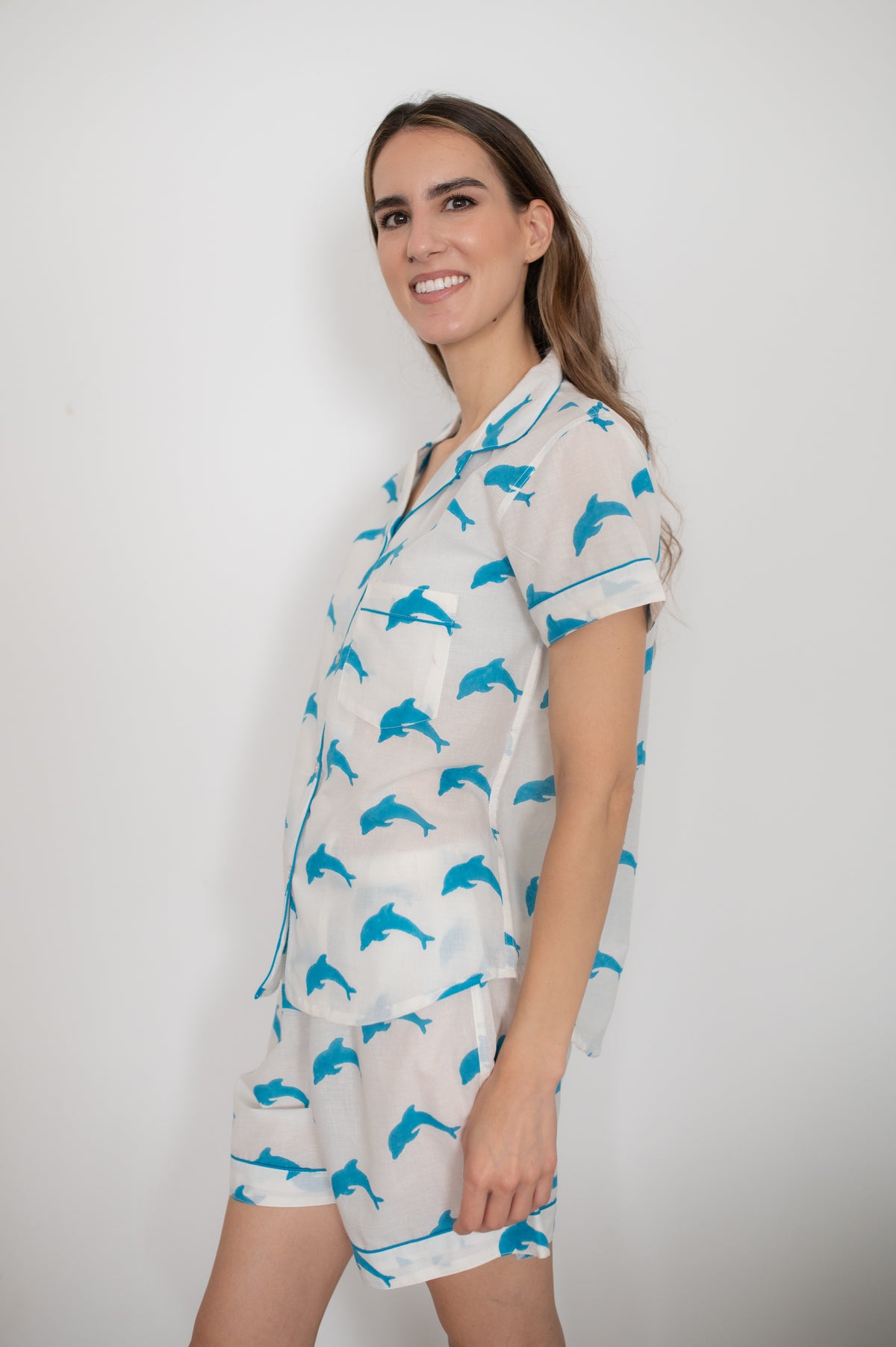 Dolphin Pajama Set – Soft Cotton Sleepwear – Tri Delta Inspired – Cute Coastal Pajamas