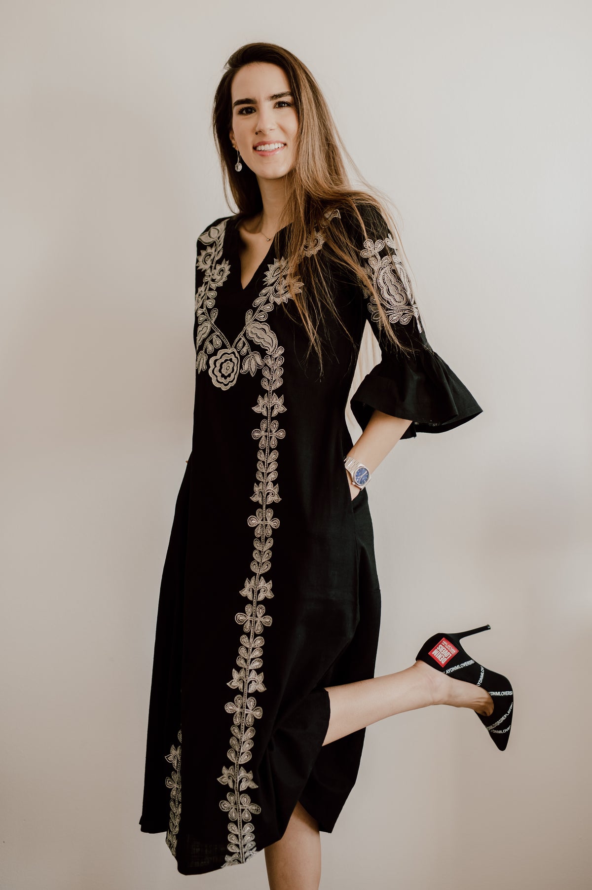 Anika Dress - Black/White