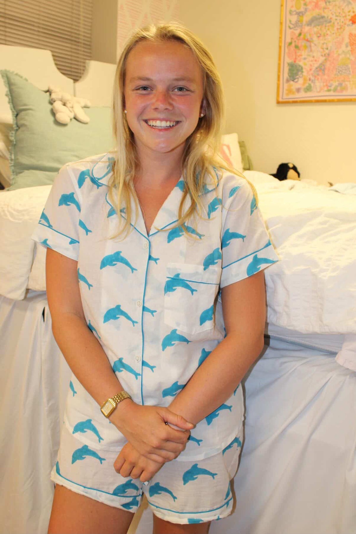Dolphin Pajama Set – Soft Cotton Sleepwear – Tri Delta Inspired – Cute Coastal Pajamas