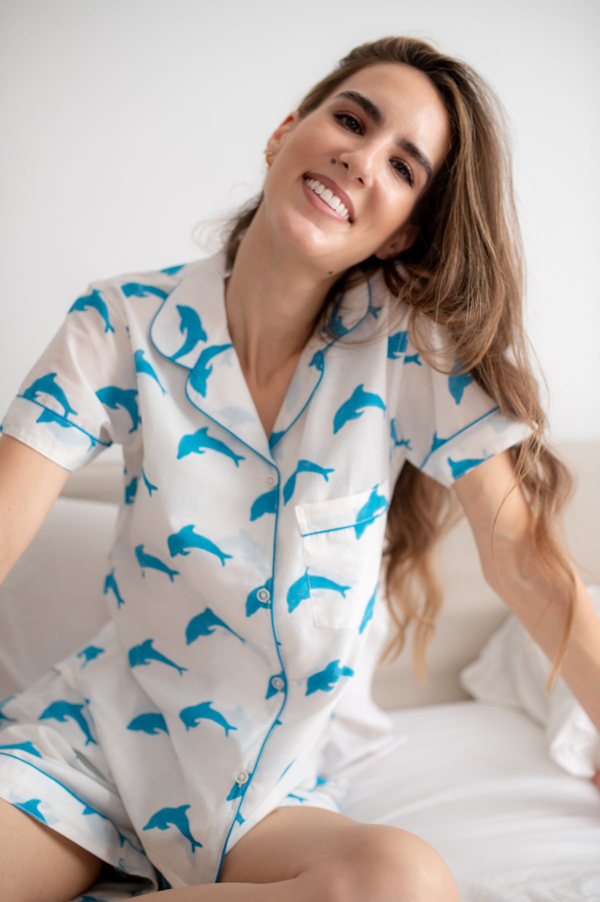 Dolphin Pajama Set – Soft Cotton Sleepwear – Tri Delta Inspired – Cute Coastal Pajamas