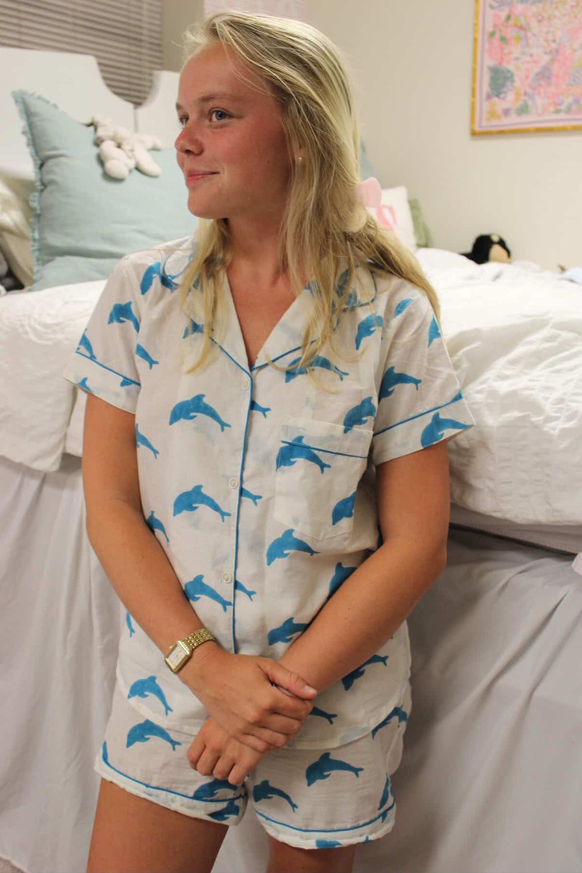 Dolphin Pajama Set – Soft Cotton Sleepwear – Tri Delta Inspired – Cute Coastal Pajamas