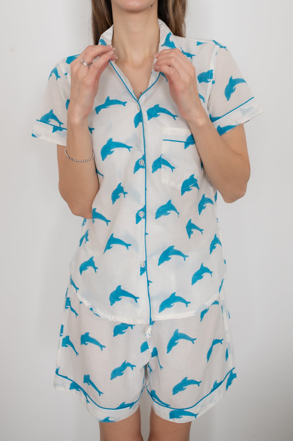 Dolphin Pajama Set – Soft Cotton Sleepwear – Tri Delta Inspired – Cute Coastal Pajamas