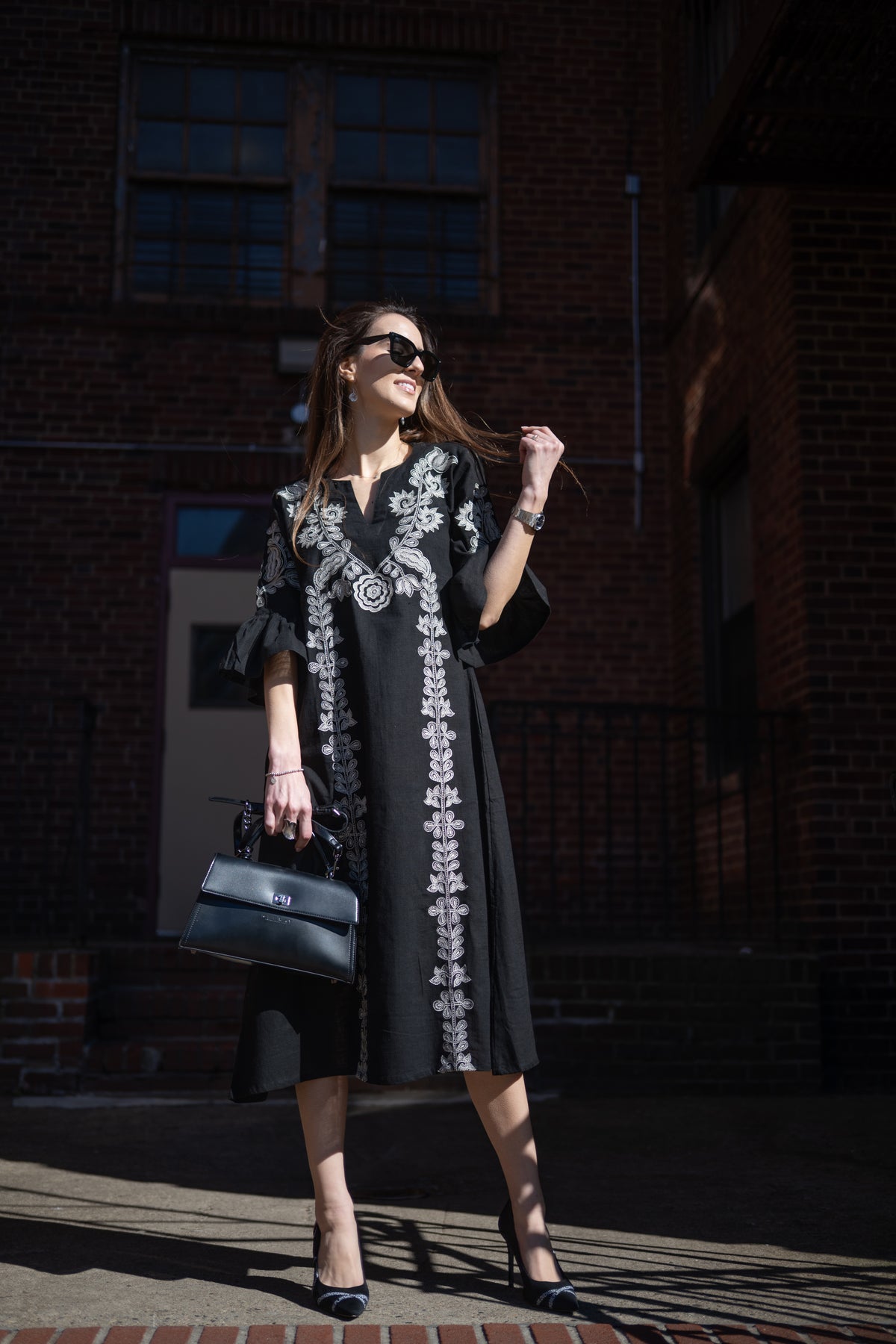 Anika Dress - Black/White