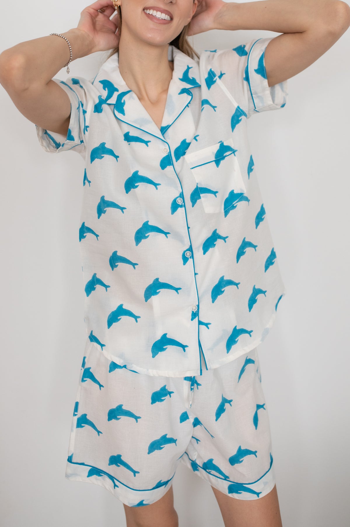 Dolphin Pajama Set – Soft Cotton Sleepwear – Tri Delta Inspired – Cute Coastal Pajamas