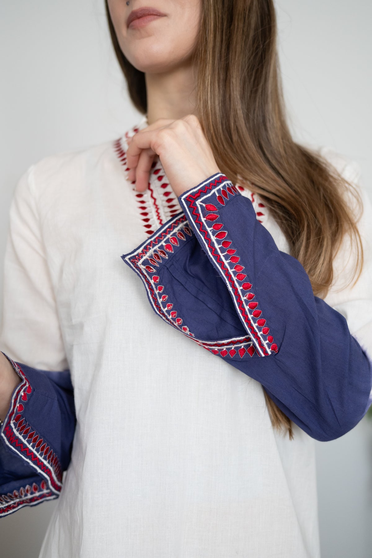 Navy Ombré Embroidered Caftan Cover-Up | Cotton Beach Kaftan