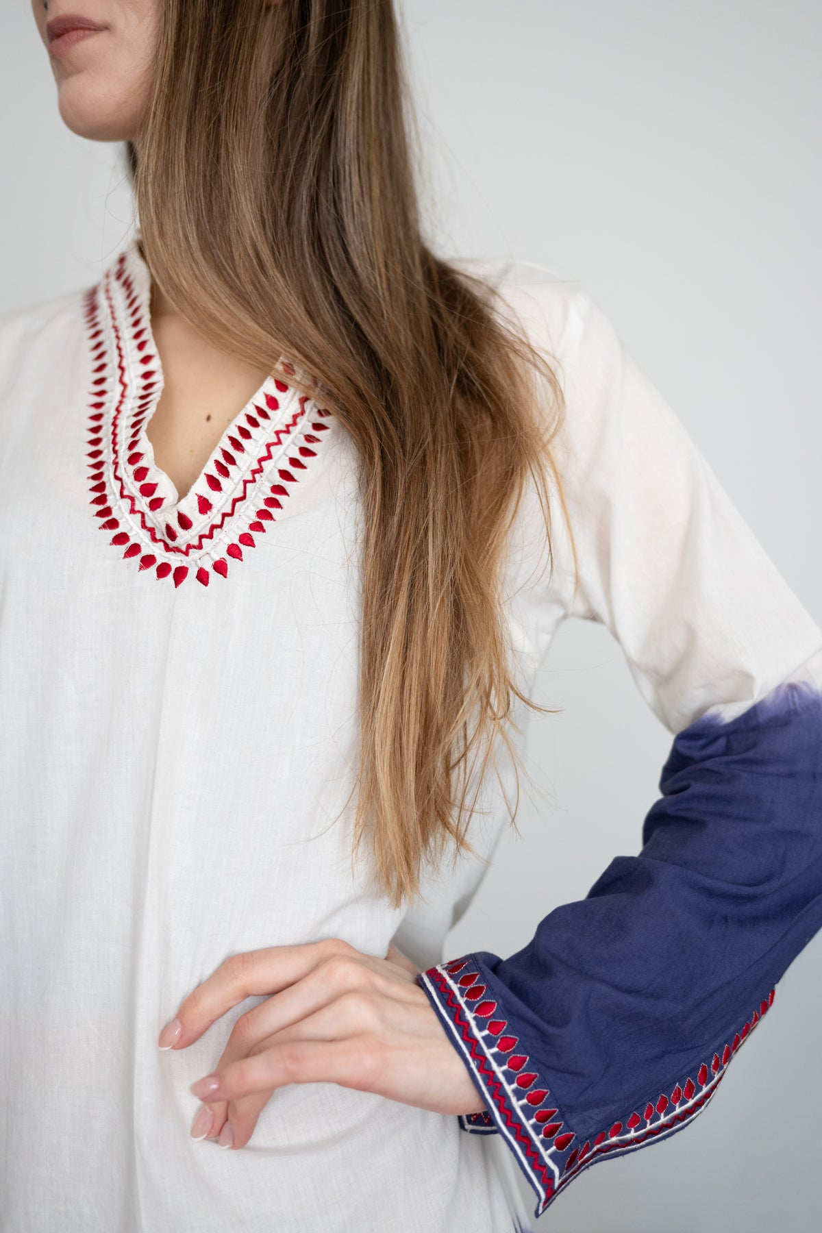 Navy Ombré Embroidered Caftan Cover-Up | Cotton Beach Kaftan