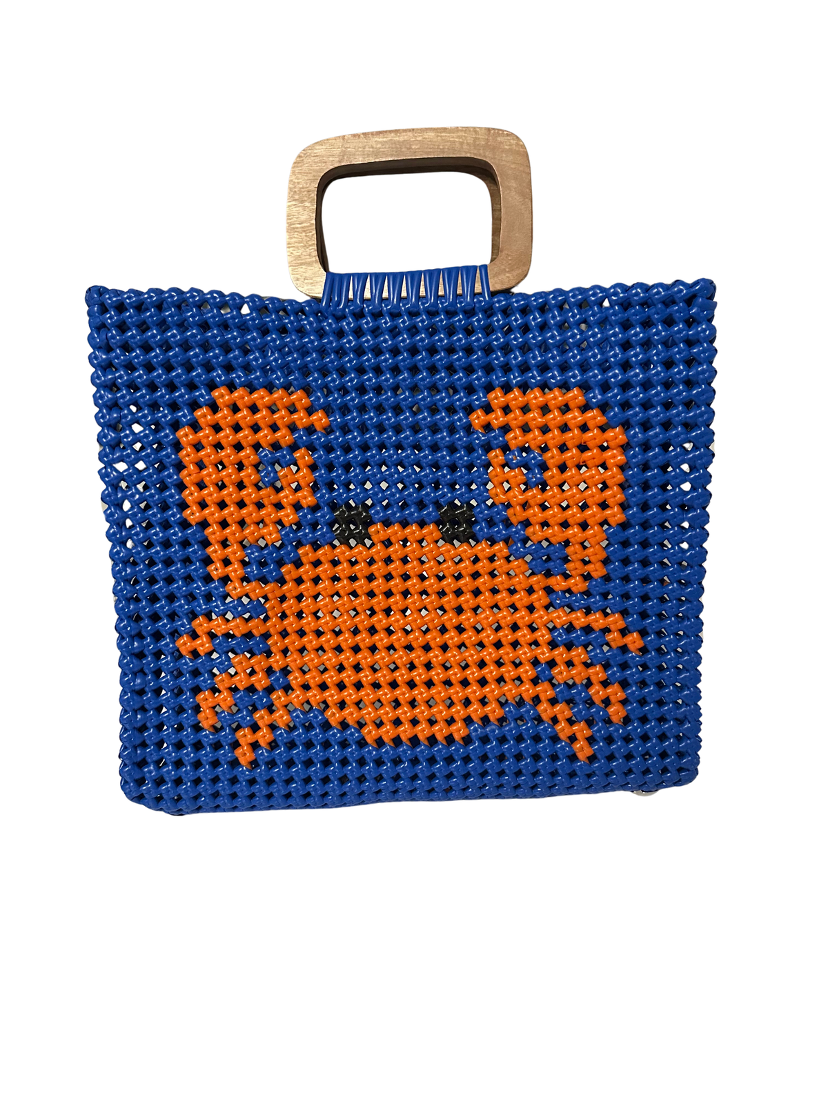 Reef Crab Tote | Handwoven Koodai Bag in Cobalt & Orange