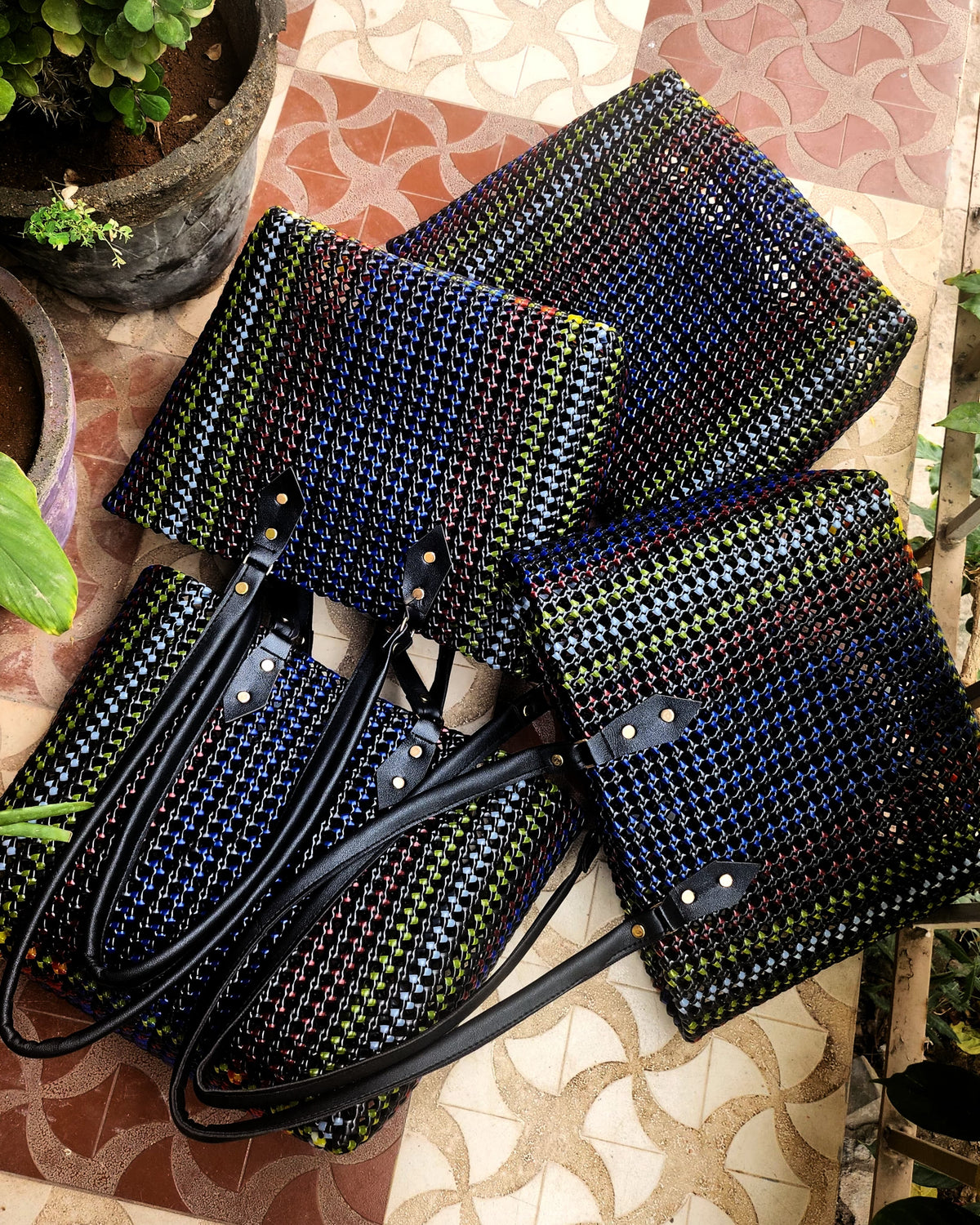 Nina Carryall | Handwoven Koodai Bag with Full Leather Straps